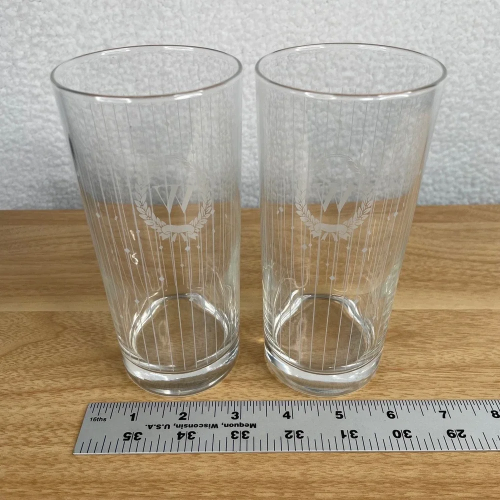Set of 2 Vintage Etched‎ Monogram 